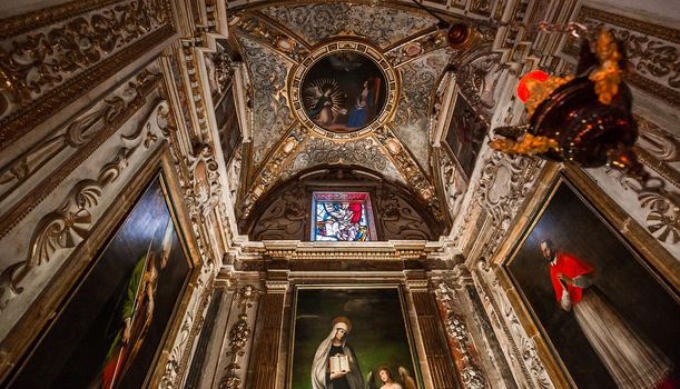 MONTE OLIVETO, ITALY, JUNE 15, 2016 : interiors and frescoes of Monte Oliveto Maggiore abbey, june 15, 2016, near Siena, Tuscany, Italy