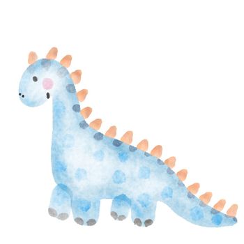 set of childish dinosaur, cute watercolor baby illustration. High quality illustration