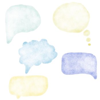 Speech bubbles set. Watercolor illustration of speech bubbles.