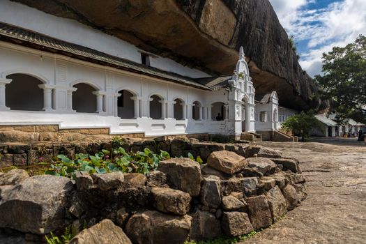 Sri Lanka. Dambulla Cave Temple. Panoramic view outside on a clear day against a blue sky background. High quality photo