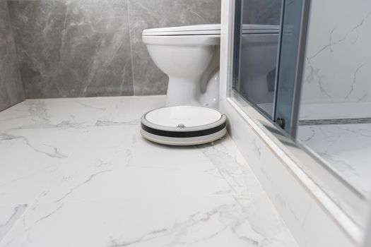 robot vacuum cleaner in the bathroom.