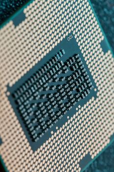 Close-up of CPU Chip Processor. Selective Focus.