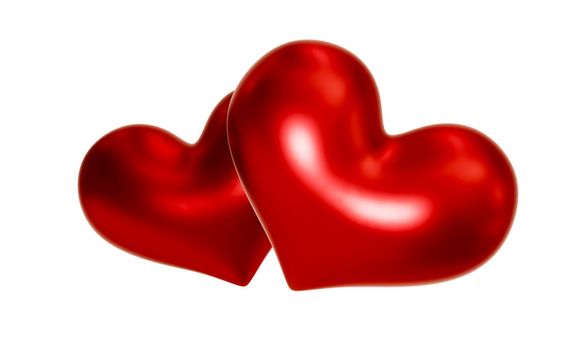 Beautiful hearts on white background for happy valentines day, 3D Rendering.