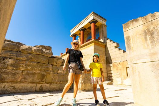 Top view of ruins of Knossos Palace in Crete, Heraklion, Greece.