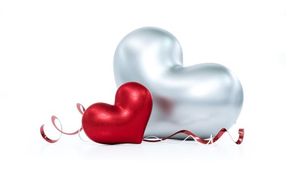 Beautiful hearts on white background for happy valentines day, 3D Rendering.