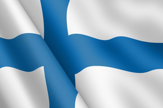 A Finland waving flag 3d illustration wind ripple