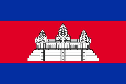 A Cambodia flag background illustration blue red white Angkor Wat