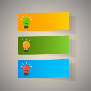 Set of simple icons flat color light bulbs.