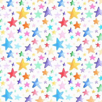 Seamless watercolor pattern. Pattern with colored stars.