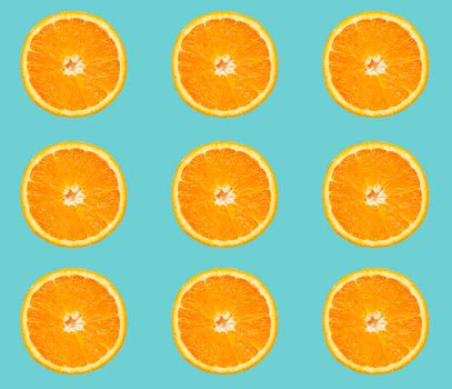 Orange slices on a blue background
