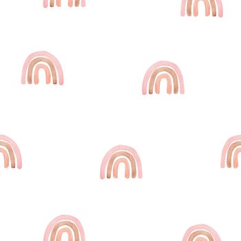 watercolor brown neutral rainbow seamless pattern on white background for fabric, textile, print, wallpaper, wrapping, scrapbooking