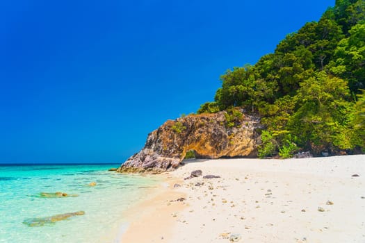 Blue sky and white beach in the Island