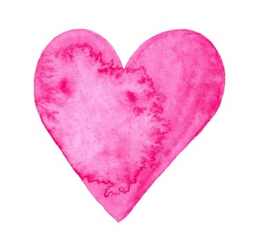 watercolor pink heart isolated on white background. Hand drawn illustration. Valentines day. Love symbol