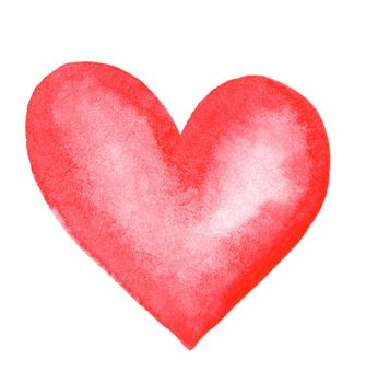 watercolor red heart isolated on white background, Valentines day hand drawn sign. Love symbol