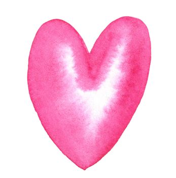 watercolor pink heart isolated on white background. Love symbol