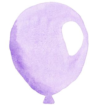 watercolor hand drawn purple air balloon isolated on white background