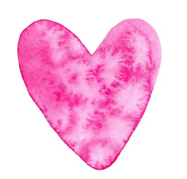 watercolor pink textured heart isolated on white background, Valentines day textured illustration. Love symbol