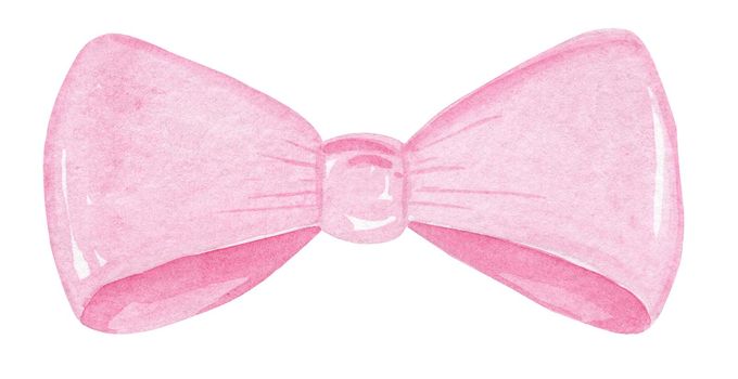 watercolor hand drawn pink bow tie isolated on white background