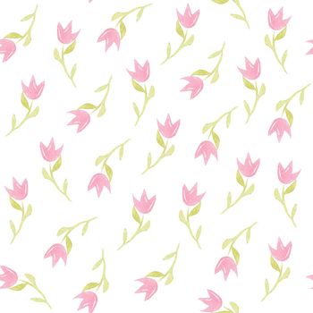 watercolor hand drawn pink flower seamless pattern on white background. Can be use for textile, scrapbooking, cards, invitations