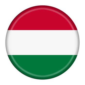 A Hungary flag button 3d illustration with clipping path