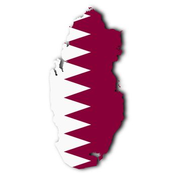 A Qatar map on white background with clipping path 3d illustration