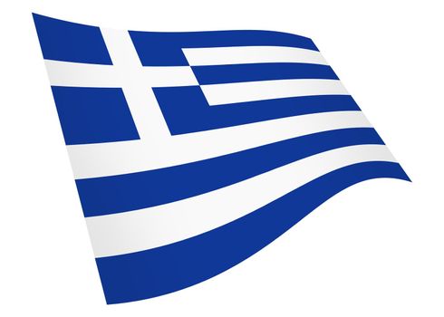 A Greece waving flag 3d illustration isolated on white with clipping path