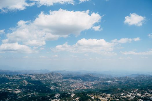 View from Mount Lovcen to the town of Cetinje. Montenegro. High quality photo