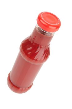 Bottle of tomato sauce or ketchup isolated on white background