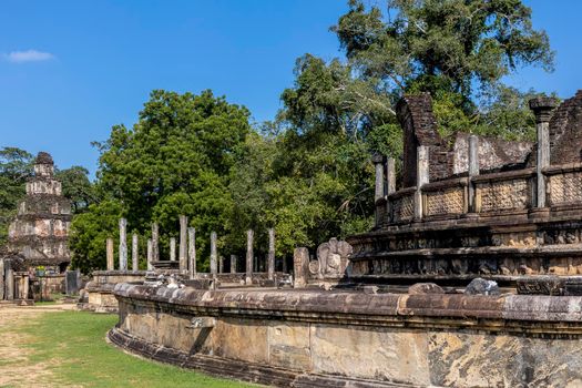 Sri Lanka. The ancient city of Polonnaruwa. Circular Vatadage. The Sacred Quadrangle. Historical landmark. . High quality photo