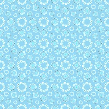 Seamless Pattern with Hand-Drawn Flower. Blue Background with Thin-leaved Marigolds for Print, Design, Holiday, Wedding and Birthday Card.