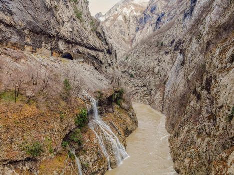 Beautiful Canyon of Moraca river in winter, Montenegro or Crna Gora, Balkan, Europe.