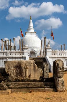 Sri Lanka. Anuradhapura. Thuparamaya Stupa is the earliest Dagoba to be constructed in the island. Shooting from the front on a sunny day. High quality photo
