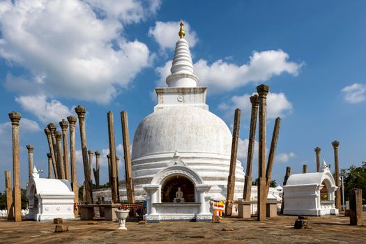 Sri Lanka. Anuradhapura. Thuparamaya Stupa is the earliest Dagoba to be constructed in the island. Shooting from the front on a sunny day. High quality photo