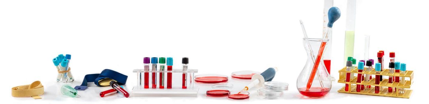 Panoramic of ulilized material for blood tests and medical analyzes