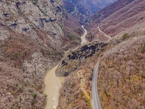 Beautiful Canyon of Moraca river in winter, Montenegro or Crna Gora, Balkan, Europe.