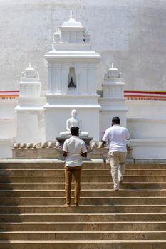 The Ruwanweli Maha Seya, also known as the Mahathupa (the Great Thupa) is a stupa in Anuradhapura, Sri Lanka. Popular attraction. Front view close up. High quality photo