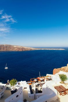 Oia Santorini Greece famous with romantic and beautiful sunsets. Oia village in Santorini island.Greece.