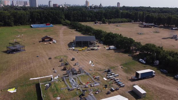 outdoor stage steel structure setting.