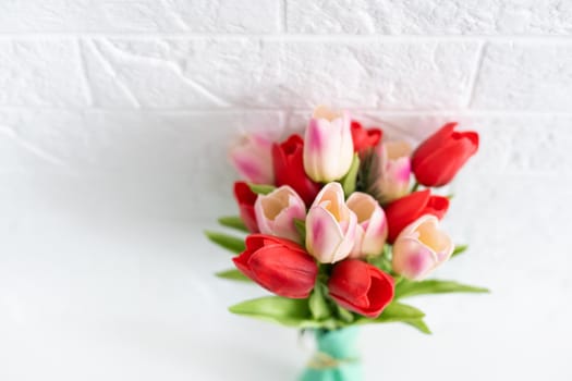 bunch of tulips isolated on white background.