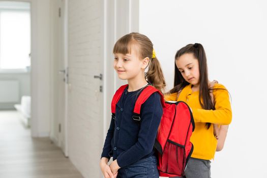 Two pupils of elementary school, Back to school