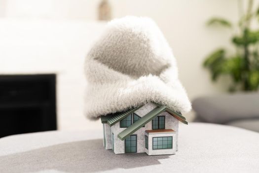 model of a house with a hat.
