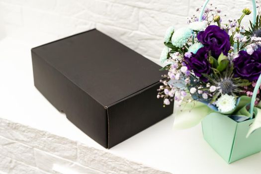 black gift box on white background