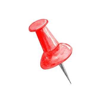 watercolor red pin isolated on white background