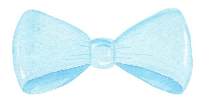 watercolor hand drawn blue bow tie isolated on white background