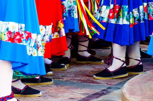 traditional colorful shoes for folk costumes in Spain, dance shoes, espadrilles