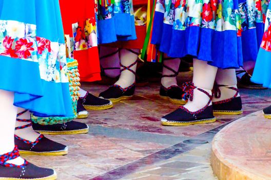 traditional colorful shoes for folk costumes in Spain, dance shoes, espadrilles