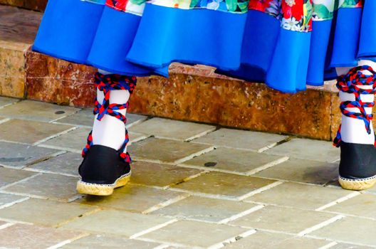 traditional colorful shoes for folk costumes in Spain, dance shoes, espadrilles