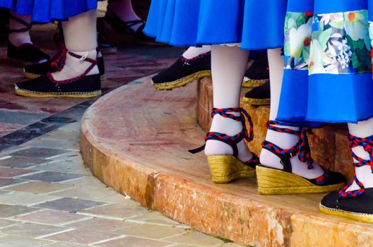 traditional colorful shoes for folk costumes in Spain, dance shoes, espadrilles