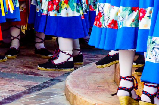 traditional colorful shoes for folk costumes in Spain, dance shoes, espadrilles