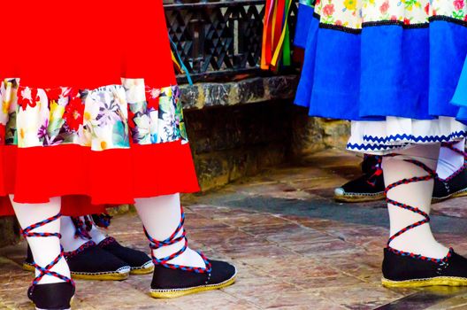 traditional colorful shoes for folk costumes in Spain, dance shoes, espadrilles